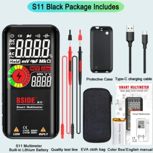 BSIDE Profesional Digital Multimeter Smart 9999 EMF Multitester DC AC Voltage Capacitor Ohm Diode Live Electric Tester USB charg