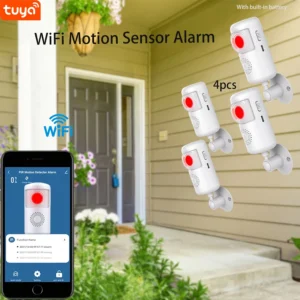 4Pieces-WiFi Door Alarm System, Wireless DIY Smart Home Security System, with Phone APP Alert,  Work with Alexa, for House, Apa