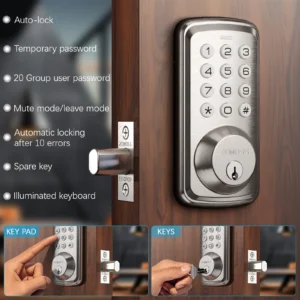 ZOMOSS Smart Keypad Door Lock,Digital Code Keyless EntryPassword  , Auto Lock, And Easy Installation