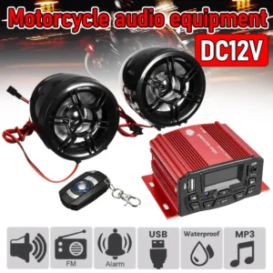 12V Motorcycle Waterproof Sound System TF USB MP3 Motorcycle Bluetooth Audio Sound System Stereo Speaker Music Player Radio