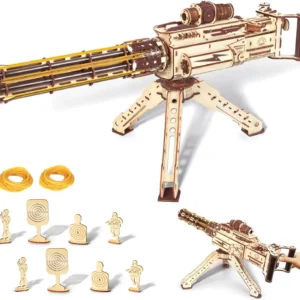 VATOS 3D Wooden Gatling Machine Gun Toy   for Kids Boy Adult 344pcs Wooden Puzzle Building Model Gun Shooting Games