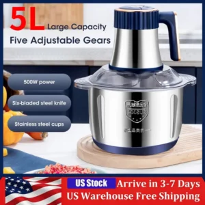 5L Automatic Meat Grinder Stainless Steel Electric Food Crusher Vegetable Slicer Processor Chopper Cuisines Accessoires Tools