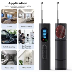 Wireless Bug Detectors 5 Levels Adjustable Sensitivity Camera Detectors 25H Working Time Electronic Sweeper for Office Bathroom Hotel