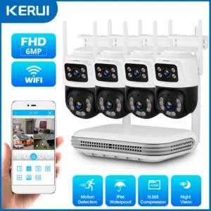 KERUI 6MP HD Dual Lens WIFI IP Camera 8CH NVR Wireless Home Security Camera System Kit Surveillance CCTV Night Vision