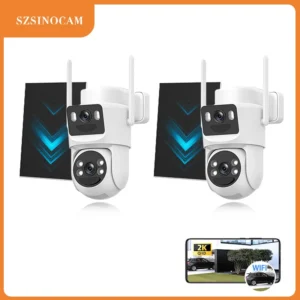 SZSINOCAM 2PCS 3MP Wifi Camera PTZ Outdoor Dual Screens Human Detection Dual Lenses 3MP Security Protection IP Camera Audio
